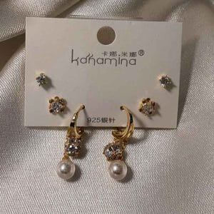 گوشواره زنانه شش تیکه آویز کانامینا مدل Kanamina 629 وکسوز