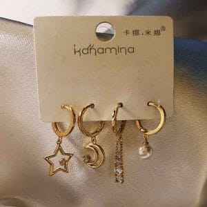 گوشواره زنانه چهار تیکه آویز کانامینا مدل Kanamina 618 وکسوز