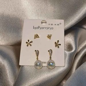گوشواره زنانه شش عددی طرح آویز صدف و پروانه fashion jewelry 771 وکسوز