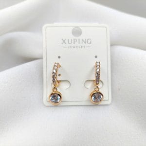 گوشواره زنانه آویز نگین دار طرح دایره ایی ژوپینگ مدل XUPING 3040 فروشگاه وکسوز