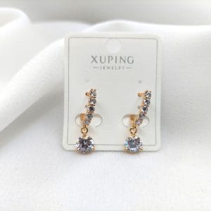 گوشواره زنانه آویز تک سنگ بزرگ طرح دایره ژوپینگ مدل XUPING 3043 فروشگاه وکسوز