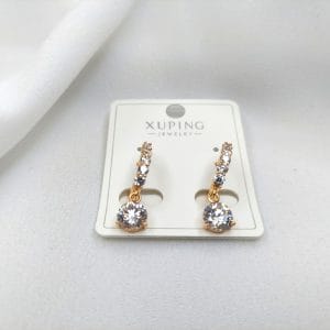 گوشواره زنانه آویز تک سنگ بزرگ طرح دایره ژوپینگ مدل XUPING 3043