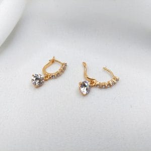 گوشواره زنانه آویز تک سنگ بزرگ طرح دایره ژوپینگ مدل XUPING 3043 فروشگاه وکسوز