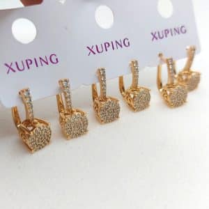گوشواره زنانه آویز سنگ اتمی مینیمال طرح دایره ژوپینگ مدل XUPING 3553 فروشگاه وکسوز