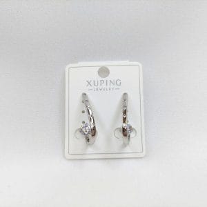 گوشواره زنانه بیضی طرح سه بعدی نگین دار ژوپینگ مدل XUPING 3496 فروشگاه وکسوز