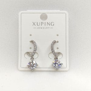 گوشواره زنانه آویز تک سنگ بزرگ طرح مربعی ظریف نگین دار ژوپینگ مدل XUPING 3799 فروشگاه وکسوز
