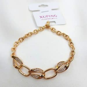 دستبند زنانه طرح بیضی ساده و نگین دار زنجیر کابلی ژوپینگ مدل XUPING 3955 در گالری وکسوز