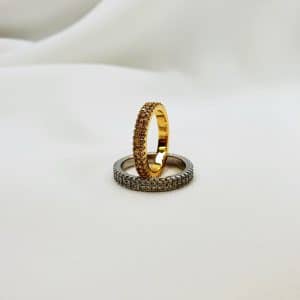 انگشتر زنانه دور نگین اتمی طرح دو ردیف مدل RING 5227 در گالری وکسوز