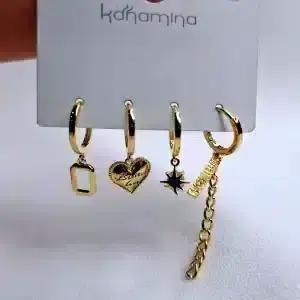گوشواره زنانه چهار تیکه ظریف آویزدار کانامینا مدل Kanamina 6063 در فروشگاه وکسوز