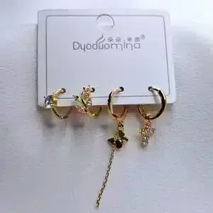 گوشواره زنانه چهار تیکه نگین دار طرح خوشه گندم دودومینا مدل Duoduomina 6750 در فروشگاه وکسوز