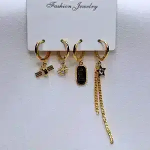 گوشواره زنانه چهار تیکه آویز طرح SUN SHINE مدل fashion jewellery 6728 در فروشگاه وکسوز