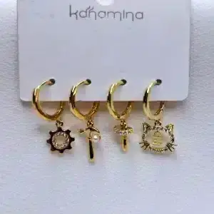 گوشواره زنانه چهار تکه طرح گربه کانامینا مدل Kanamina 6686 در فروشگاه وکسوز