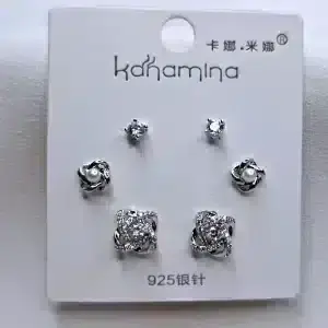 گوشواره زنانه دو بیضی طرح گل کانامینا مدل Kanamina 6661 در فروشگاه وکسوز