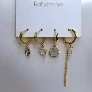 گوشواره زنانه چهار تکه آویز اشکال هندسی کانامینا مدل Kanamina 6638 در فروشگاه وکسوز