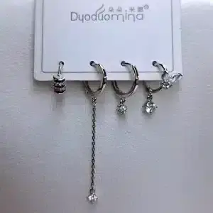 گوشواره زنانه چهار تیکه نگین دار Duoduomina 6575 در فروشگاه وکسوز